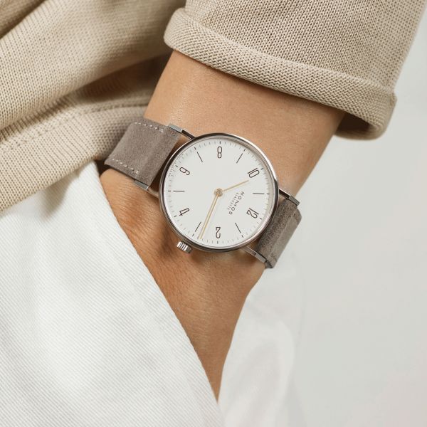 Nomos Tangente 33 duo mechanical beige leather watch 120 Lepage