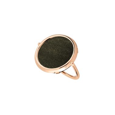 Bague Ginette NY Disc or rose et diamants noirs bague ronde Lepage