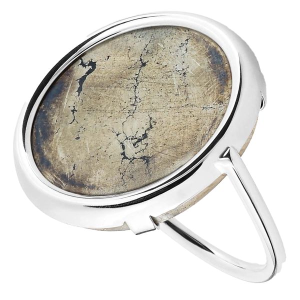 Ginette NY Disc Ring in white gold and pyrite Lepage