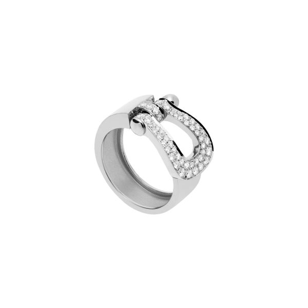 Bague Fred Force 10 grand modèle en or blanc et pavage diamants