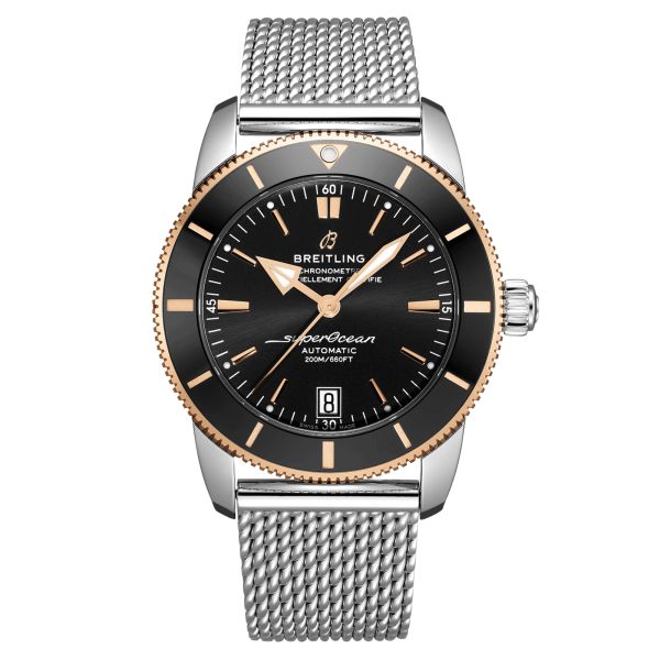 Breitling Superocean Heritage II B20 automatic steel and rose gold watch Milanese link bracelet 42 mm