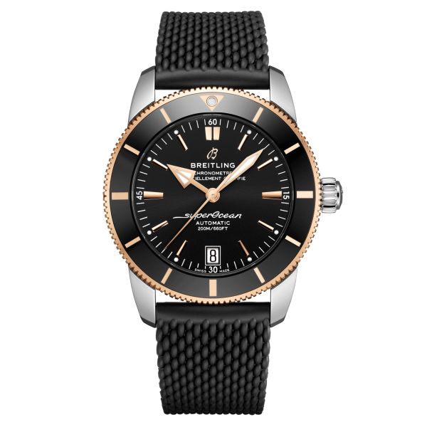 Breitling Superocean Heritage II B20 automatic steel and rose gold watch black rubber strap 42 mm