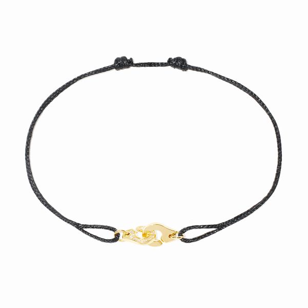 Bracelet Menottes dinh van R6,5 en or jaune et diamants sur cordon