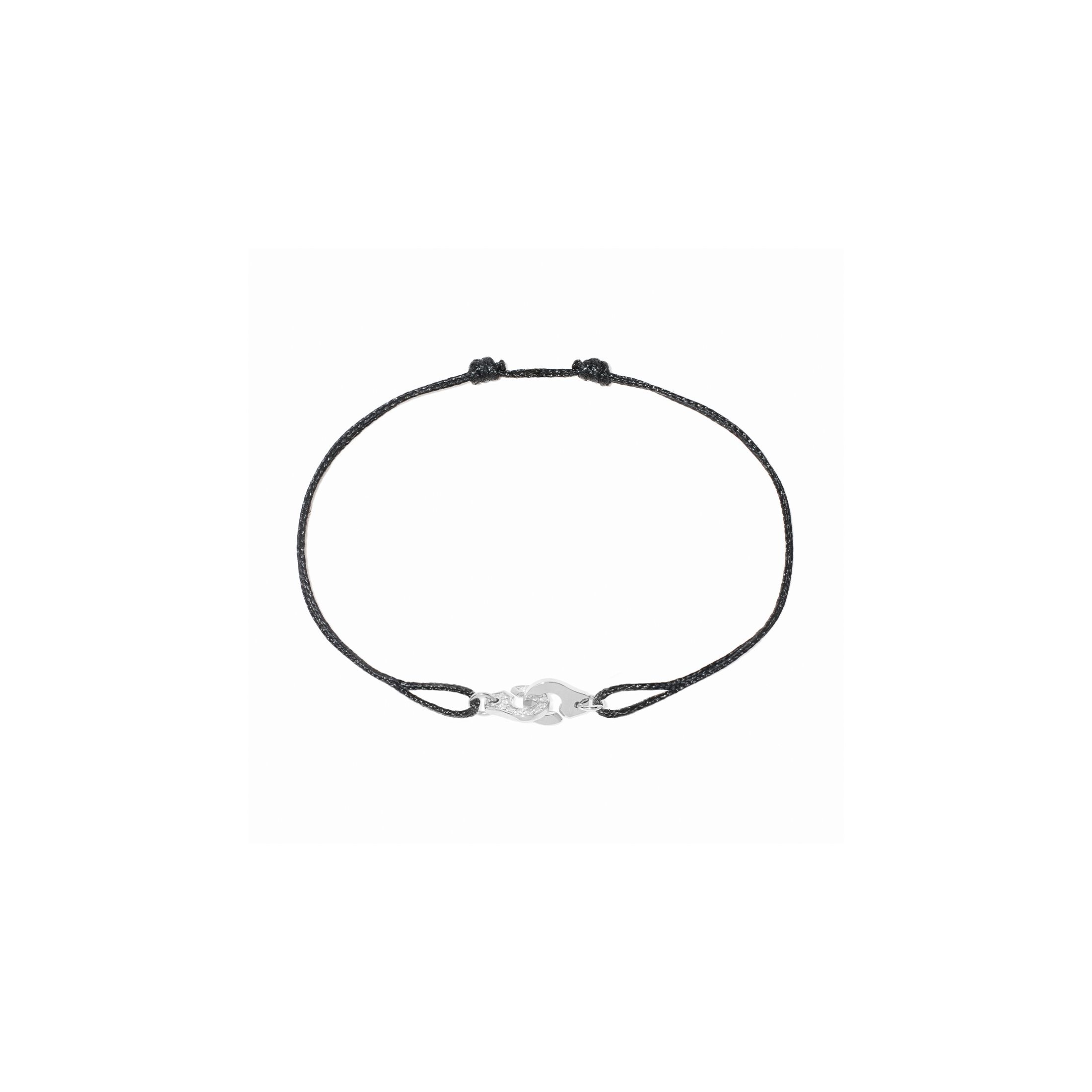 Menottes dinh van R6 5 bracelet in white gold on cord and diamonds 319212 Lepage