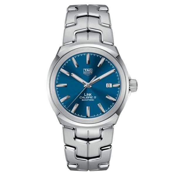 Montre TAG Heuer Link Calibre 5 cadran bleu bracelet acier 41 mm WBC2112.BA0603