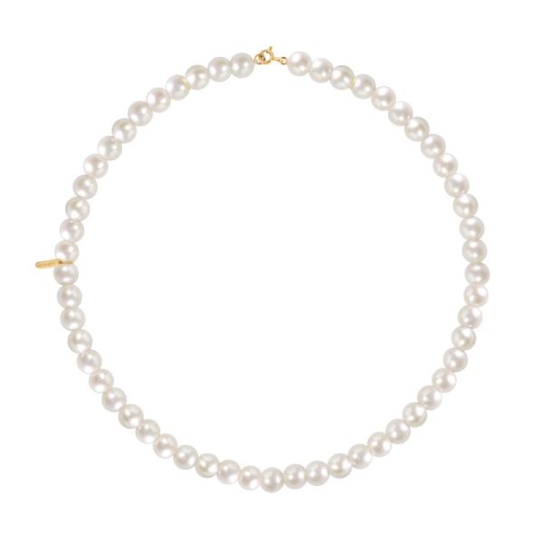 Claverin Timeless 8 necklace in yellow gold and white pearls - 56 pearls 8/8.5 mm