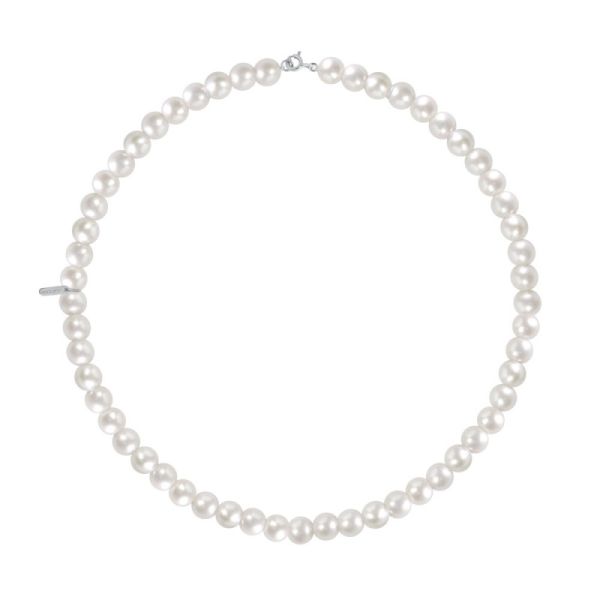 Claverin Timeless 8 necklace in white gold and white pearls - 56 pearls 8/8.5 mm