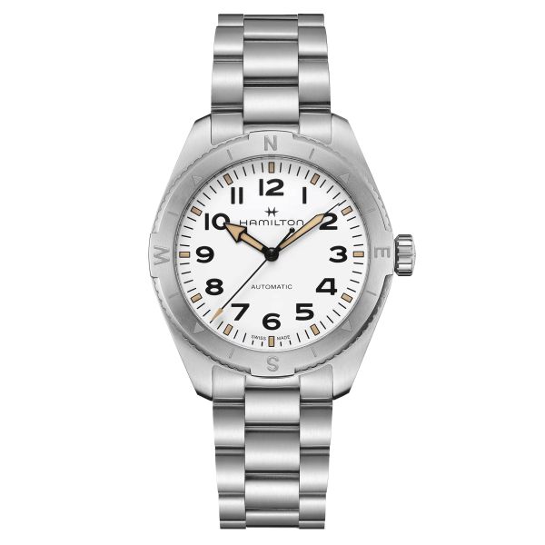 Hamilton Khaki Field Expedition automatic watch white dial steel bracelet 41 mm H70315110