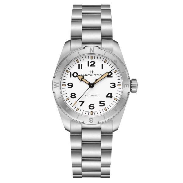 Hamilton Khaki Field Expedition automatic watch white dial steel bracelet 37 mm H70225110