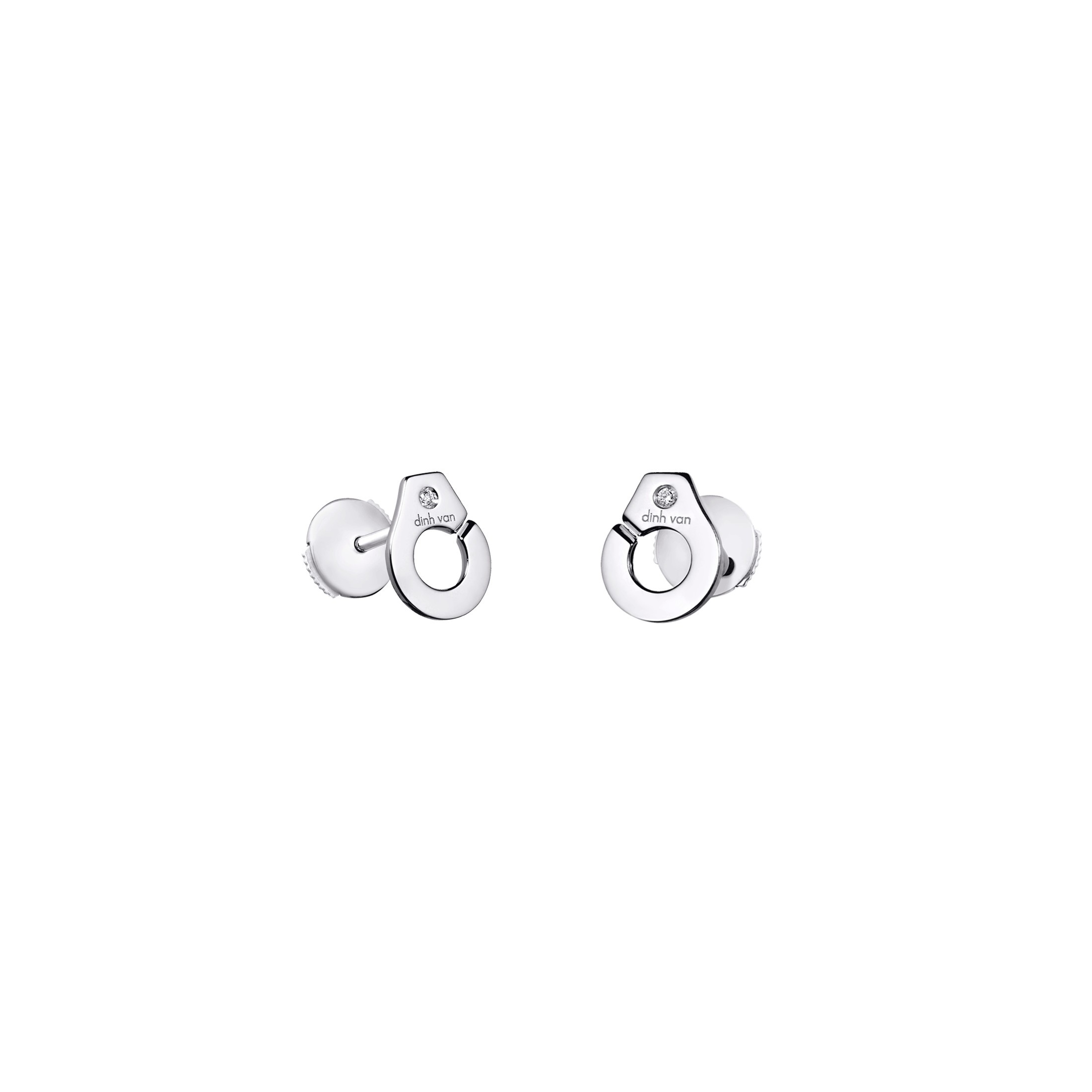 Menottes dinh van R7.5 ear studs in white gold and diamonds | LEPAGE