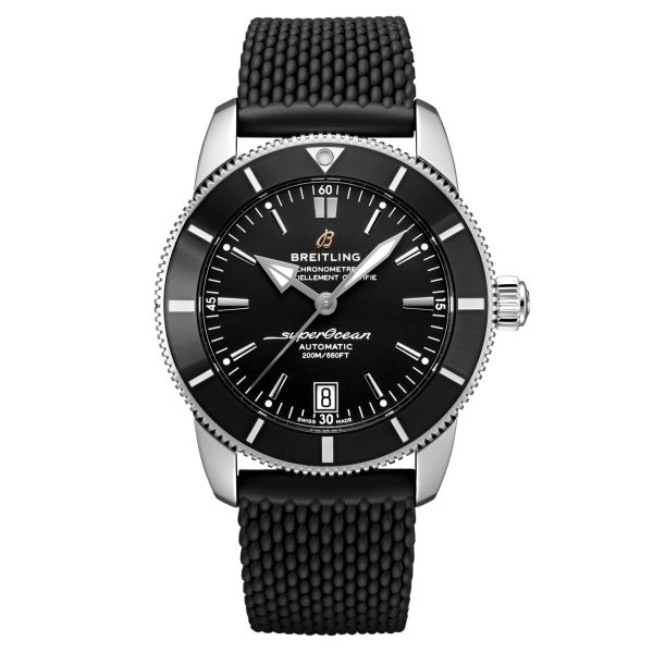 Montre Breitling Superocean Heritage B20 automatique cadran noir bracelet caoutchouc noir 42 mm AB2010121B1S1