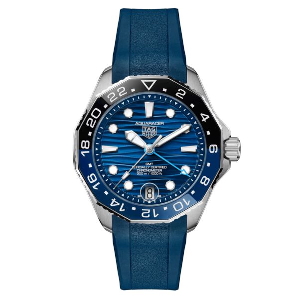 Montre TAG Heuer Aquaracer Professional 300 GMT automatique cadran bleu bracelet caoutchouc bleu 42 mm WBP5114.FT6259