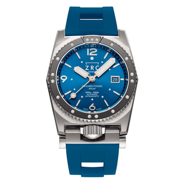 Montre ZRC Grands Fonds 300 MN64 Osmium automatique cadran bleu bracelet caoutchouc 41,5 mm