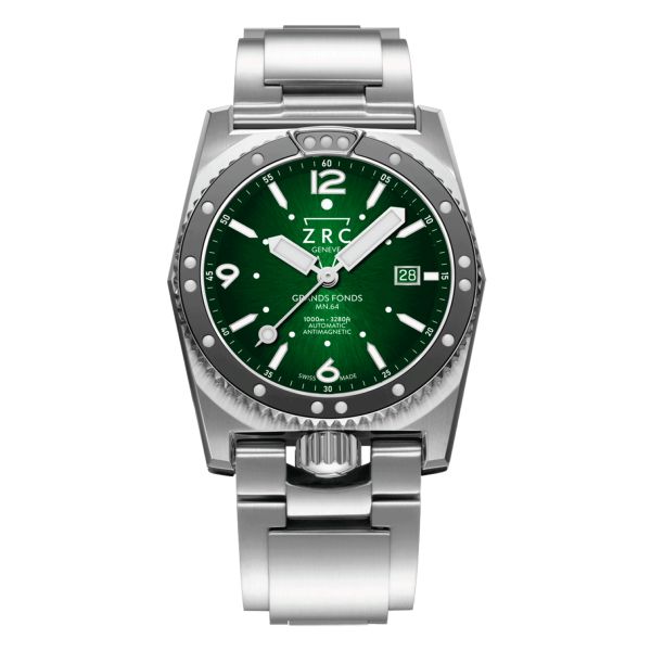 Montre ZRC Grands Fonds 300 MN64 Iridium automatique cadran vert bracelet caoutchouc 41,5 mm
