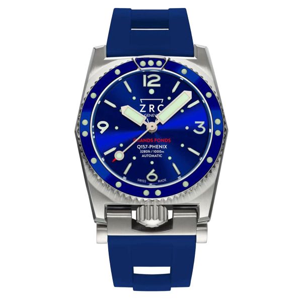 Montre ZRC Grands Fonds 300 MN64 Phénix Q157 automatique cadran bleu bracelet caoutchouc 41,5 mm