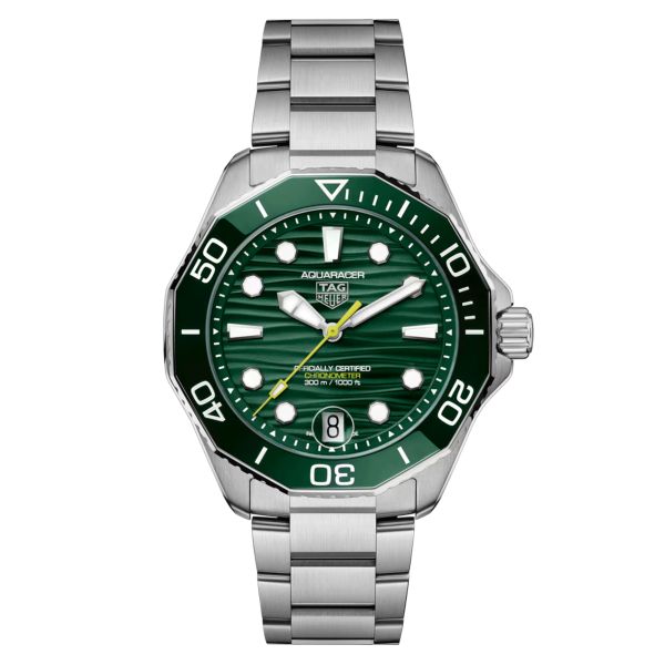 TAG Heuer Aquaracer Professional 300 Date automatic watch green dial steel bracelet 42 mm