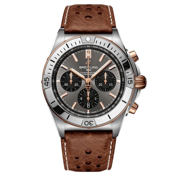 Breitling Chronomat B01 Triumph automatic watch anthracite dial brown leather strap 42 mm TB0134101M1X1