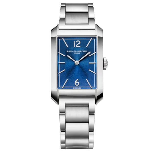 Watch Baume et Mercier Hampton quartz with blue dial and steel bracelet 43 x 27 mm