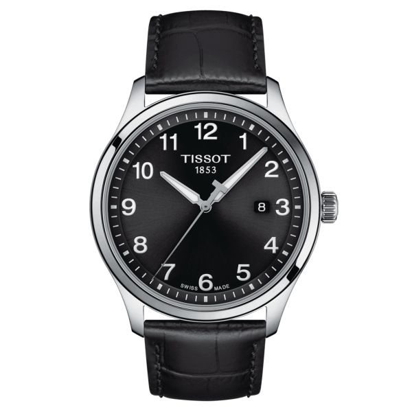 Montre Tissot T-Sport Gent XL quartz cadran noir bracelet cuir noir 42 mm T116.410.16.057.00