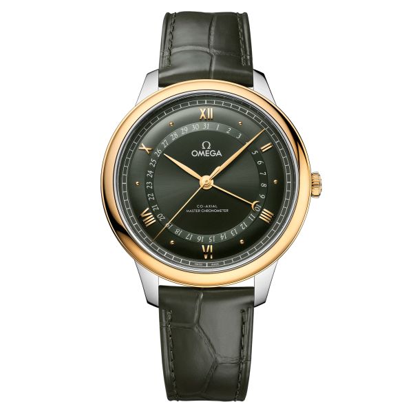 Omega De Ville Prestige Co-Axial Master Chronometer Date Steel & Gold green dial leather strap 42 mm