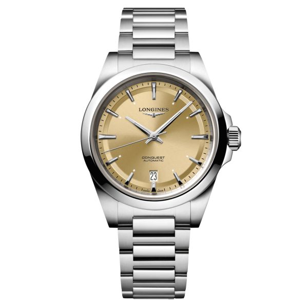 Longines Conquest automatic watch champagne dial steel bracelet 38 mm L3.720.4.62.6