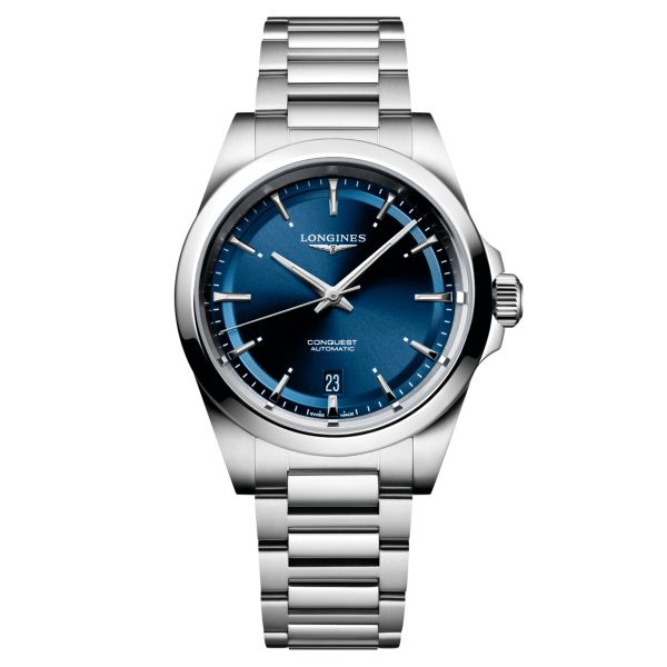 Longines Conquest automatic watch blue dial steel bracelet 38 mm L3.720.4.92.6