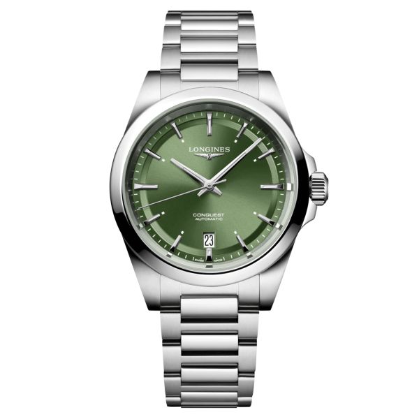 Longines Conquest automatic watch green dial steel bracelet 38 mm L3.720.4.02.6