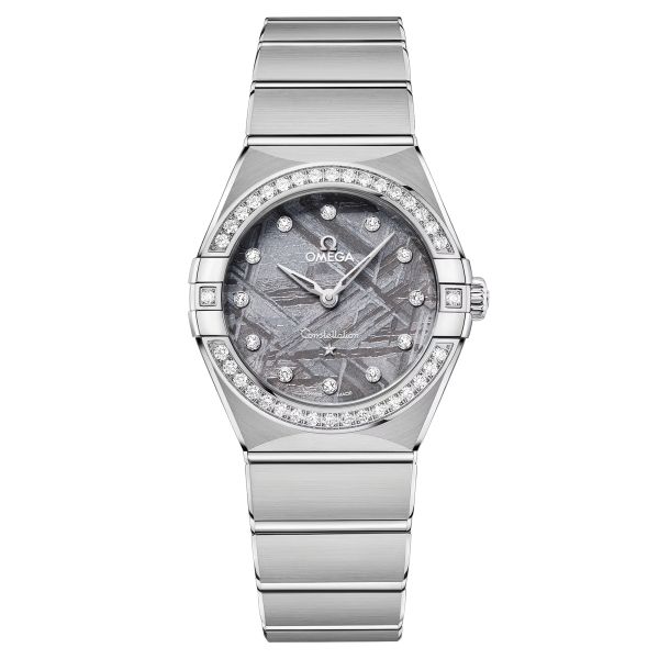 Omega Constellation Meteorite quartz lavender dial steel bracelet 28 mm