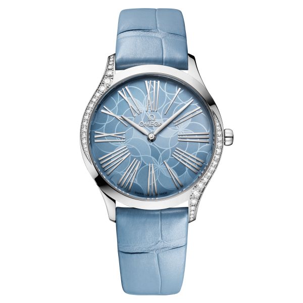 Montre Omega De Ville Trésor quartz cadran bleu bracelet cuir bleu 36 mm