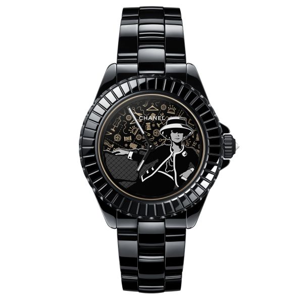 Montre CHANEL Mademoiselle J12 Couture automatique cadran noir bracelet céramique 38 mm