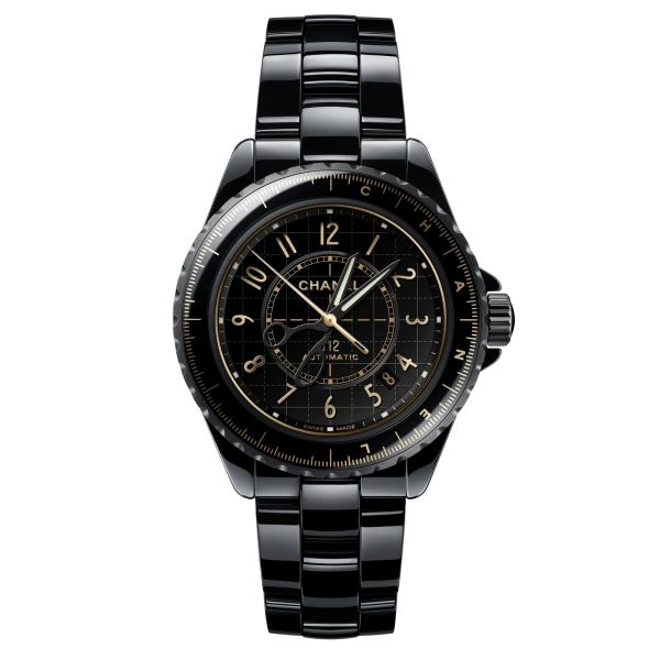 Montre CHANEL J12 Couture automatique cadran noir et doré bracelet céramique 38 mm