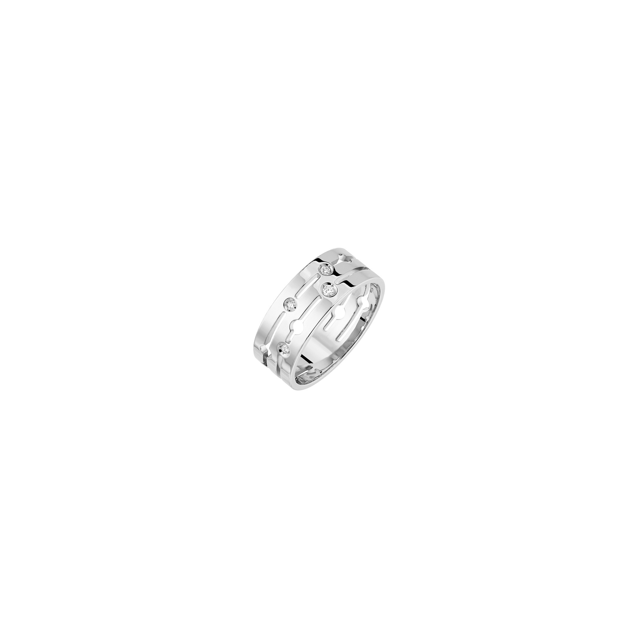 Pulse dinh van medium ring in white gold and diamond Lepage