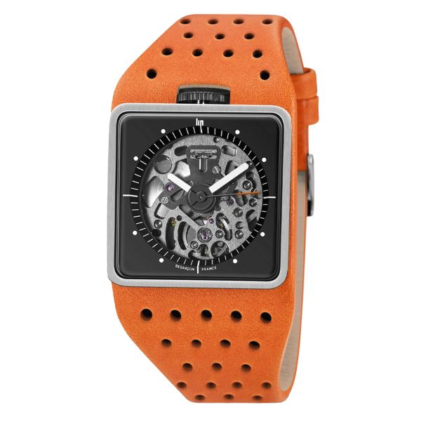 Lip BIG TV Skeleton Automatic black dial leather strap 35 x 35 mm