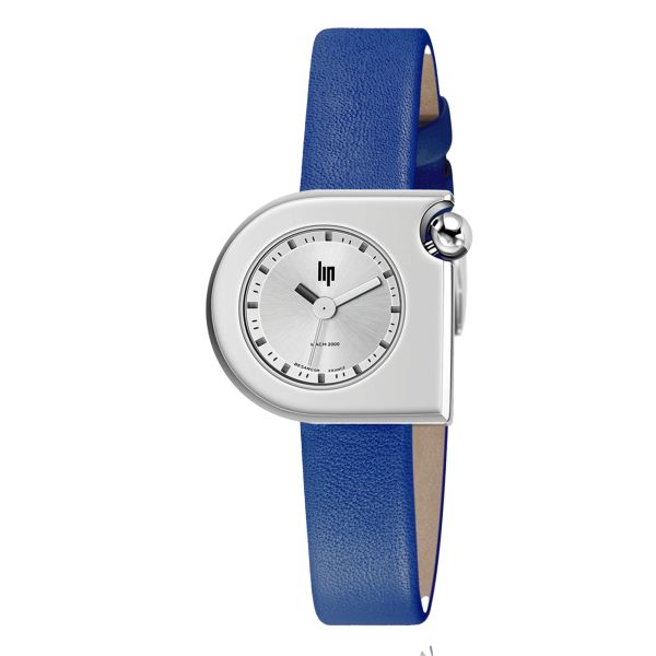 Lip Mach 2000 Mini Moon quartz silver dial blue leather strap 30 x 28 mm