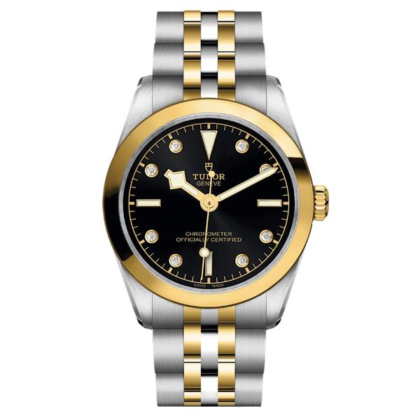 Tudor Black Bay 31 S&G automatic watch diamond hour markers black dial steel and yellow gold bracelet 31 mm M79603-0006