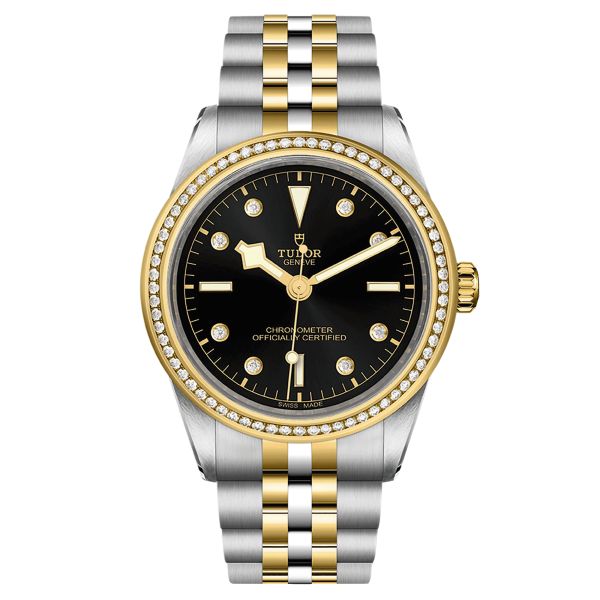 Tudor Black Bay 39 S&G automatic watch bezel set with diamond hour markers black dial 39 mm M79673-0005