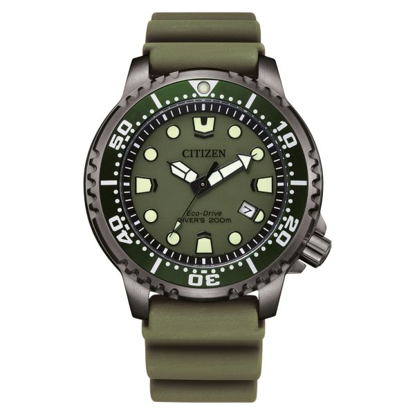 Montre Citizen Promaster Metropolitan Adventurer Eco-Drive cadran vert bracelet caoutchouc 44 mm