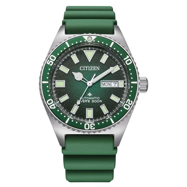 Citizen Promaster Marine automatic green dial rubber strap 41 mm