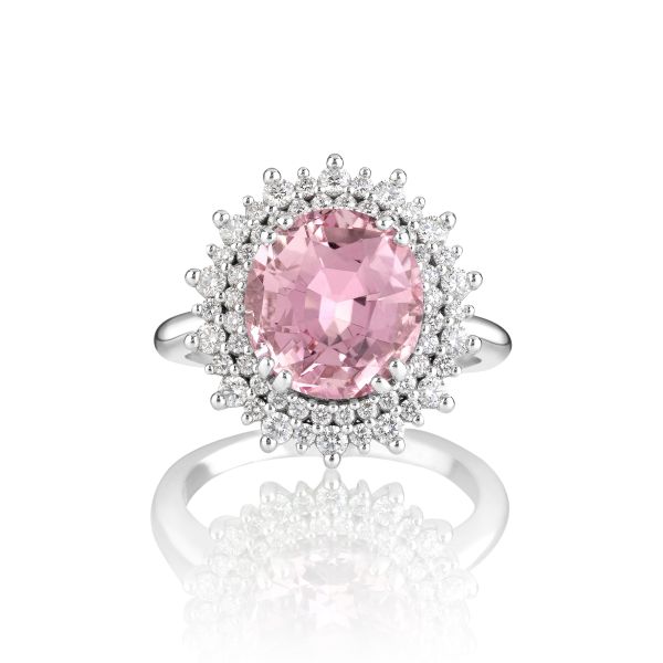 Lepage La Coquette ring in white gold, rose gold tourmaline and diamonds