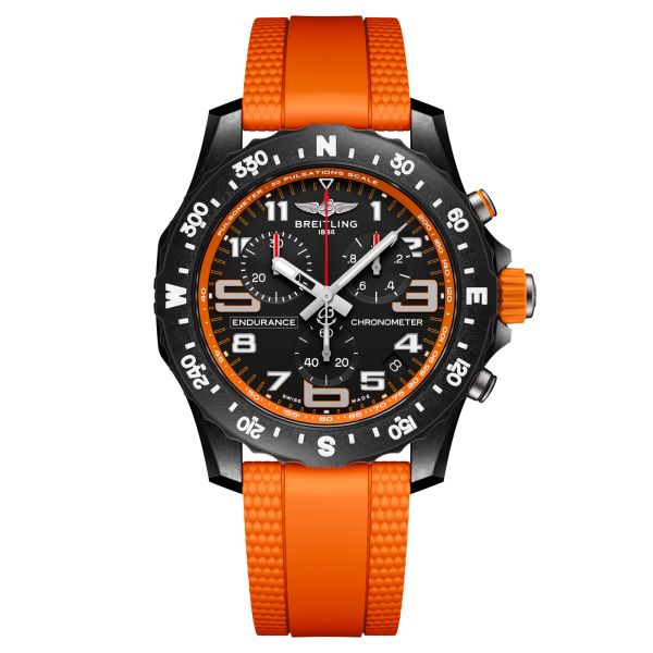 Breitling Professional Endurance Pro quartz black dial orange rubber bracelet 44 mm