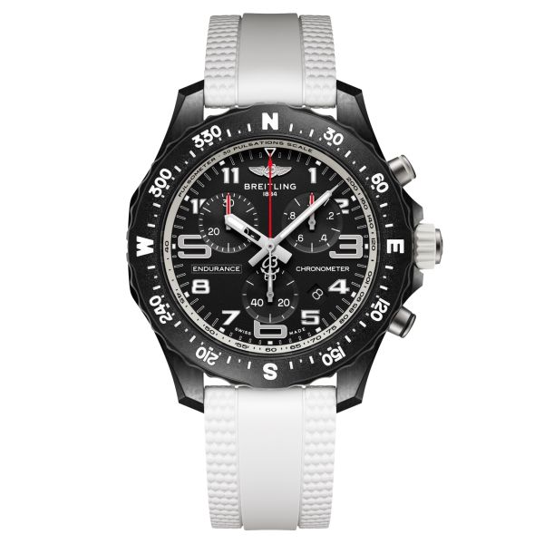 Montre Breitling Professional Endurance Pro cadran noir bracelet caoutchouc blanc 38 mm