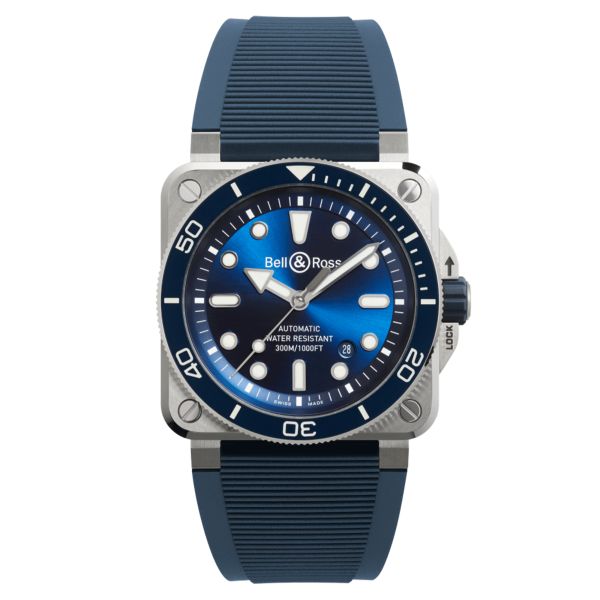 Bell & Ross BR 03 Diver Blue Steel automatic blue dial rubber strap 42 mm