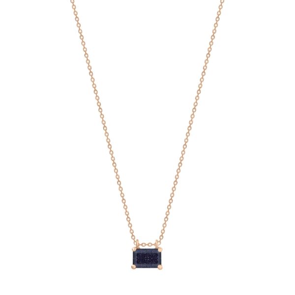 Collier Ginette NY mini Midnight en or rose et blue sandstone