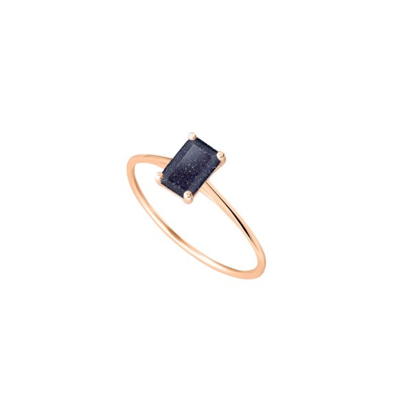 Bague Ginette NY mini Midnight en or rose et blue sandstone