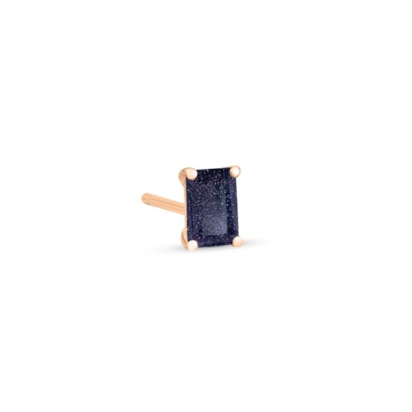 Ginette NY Solo Midnight stud in rose gold and blue sandstone