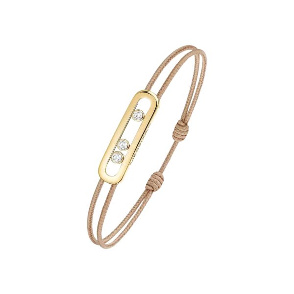 Bracelet Messika Care(s) femme Cordon beige en or jaune et diamants