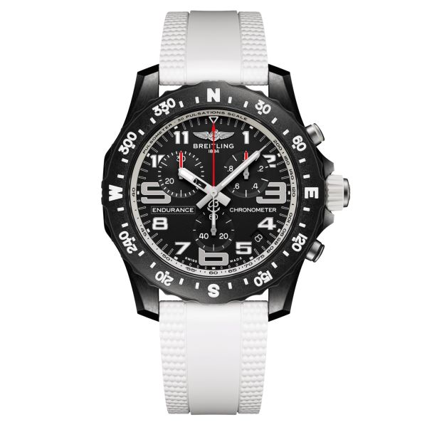 Montre Breitling Professional Endurance Pro quartz cadran noir bracelet caoutchouc blanc 44 mm X82310A71B1S2