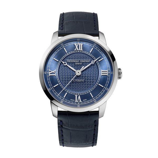 Montre Frédérique Constant Classics Première Automatique cadran bleu bracelet cuir 38,5 mm