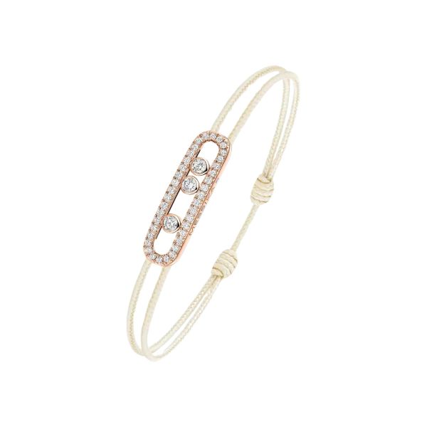 Messika Care(s) women's Cord bracelet Cream paved in white gold and diamonds