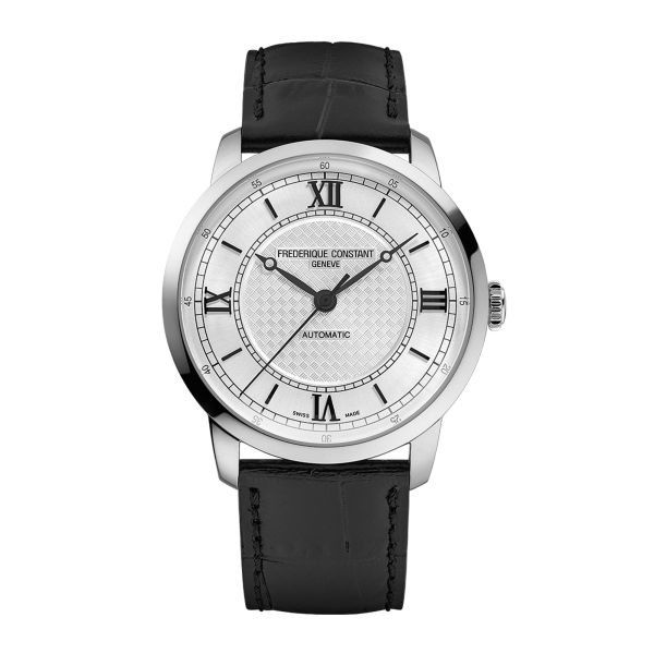 Montre Frédérique Constant Classics Première Automatique cadran argenté bracelet cuir 38,5 mm